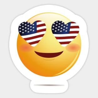 American Flag Funny Emoji Sticker